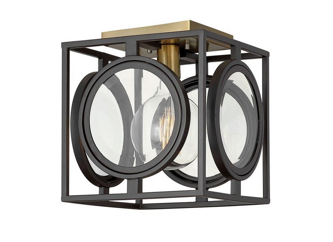 Hinkley 3921KZ Fulham, Small Flush Mount in Mid Century Modern Style, 10 Inch Wide by 11 Inch High Buckeye Bronze Buckeye Bronze Finish with Clear Beveled Glass