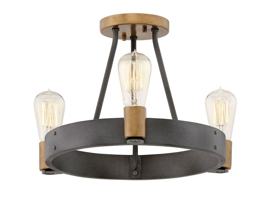 Hinkley Three Small Flush in Style Aged Heritage Finish