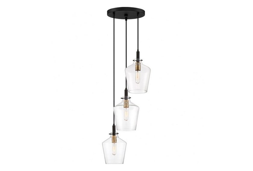 Quoizel 3 Pendant Black with Glass