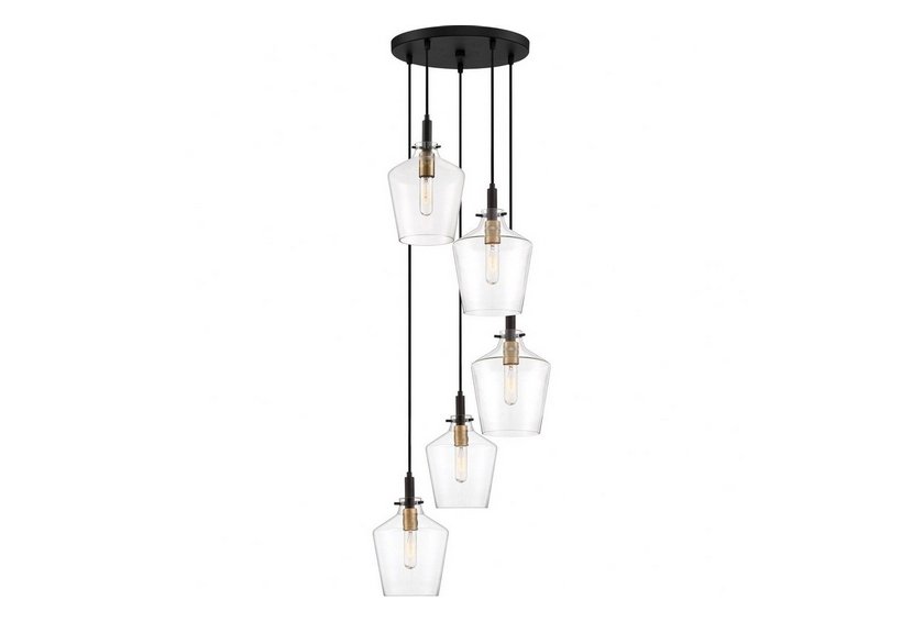 Quoizel 5 Pendant Black with Glass