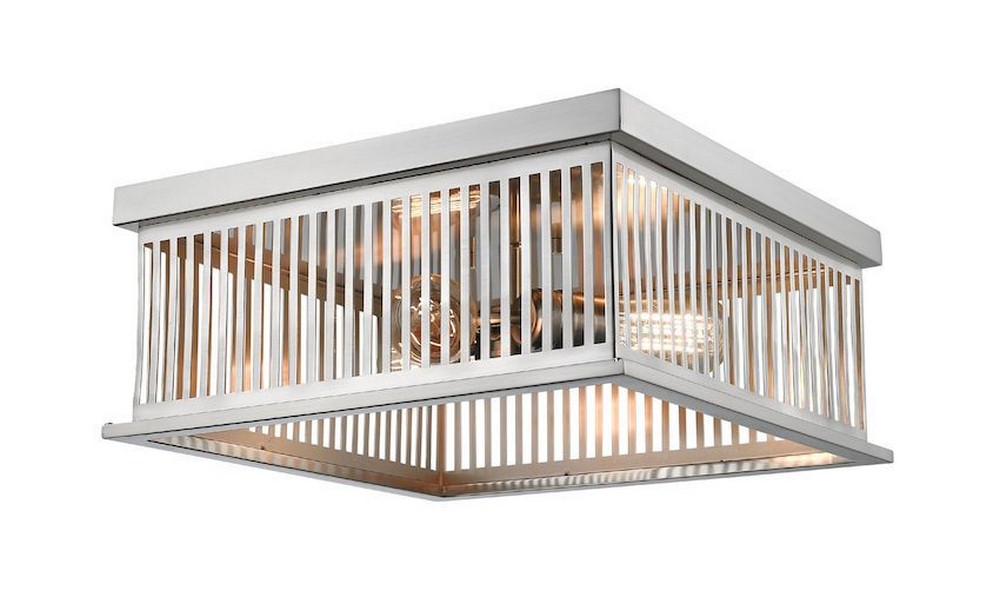 Z-Lite 333F3BN Camellia, 3 Light Flush Mount in Industrial Style, 15 Inch Wide by 6.13 Inch High Brushed Nickel Finish with Brushed Nickel Metal Shade