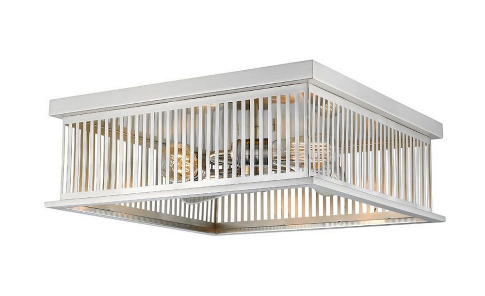 Z-Lite 333F4BN Camellia, 4 Light Flush Mount in Industrial Style, 18 Inch Wide by 6.13 Inch High Brushed Nickel Finish with Brushed Nickel Metal Shade
