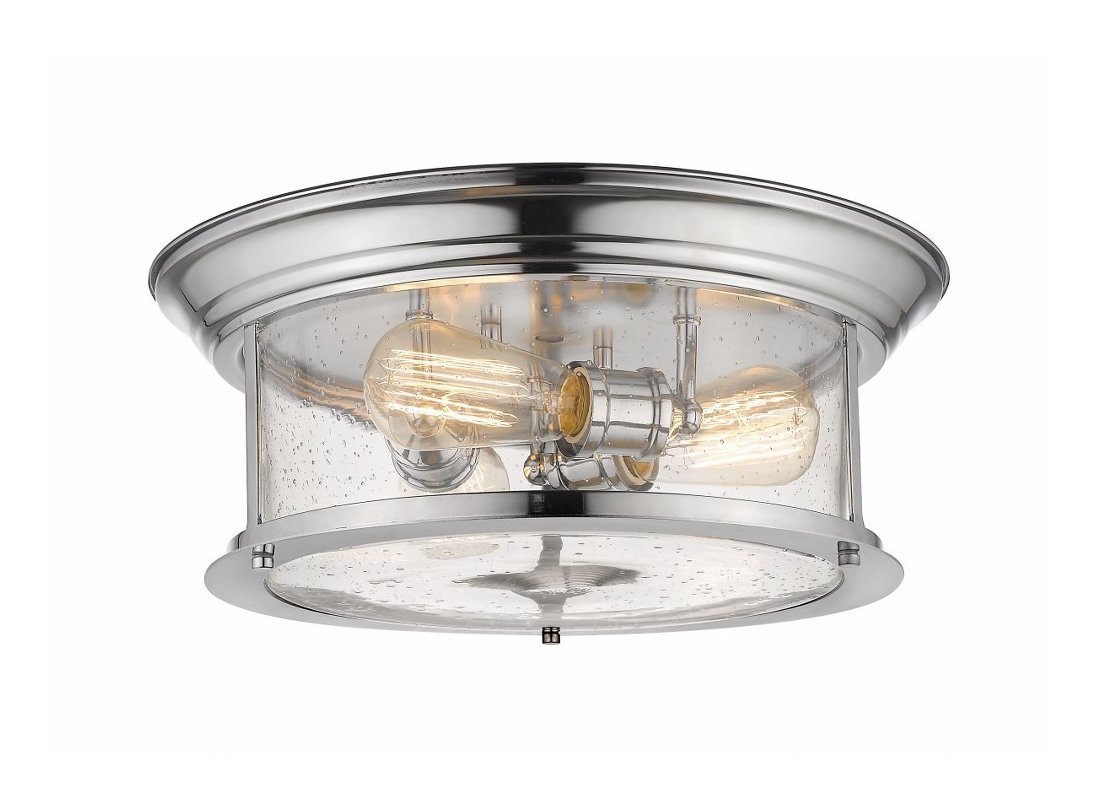 Z-Lite CH 3 Flush in Inspired 15.5 Wide 6.5 High Brushed Finish Clear Glass